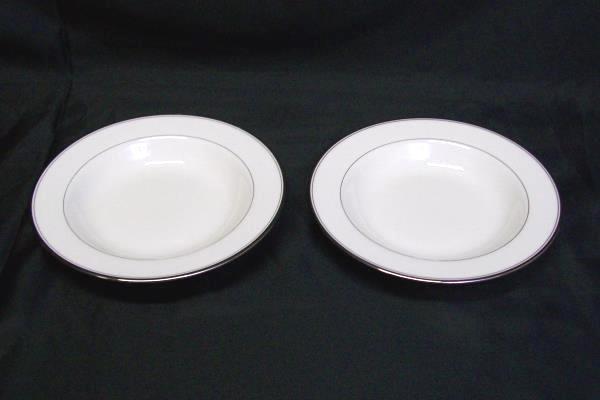 Lot of 2 Vintage Mikasa Tea Saucers Bone China Gothic Platinum White Silver NWT