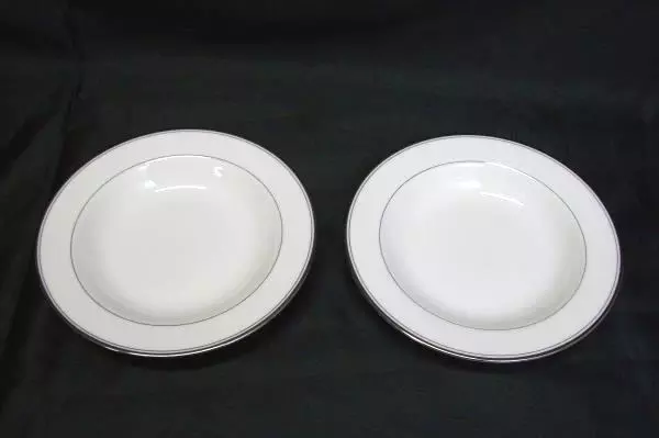 Lot of 2 Vintage Mikasa Tea Saucers Bone China Gothic Platinum White Silver NWT