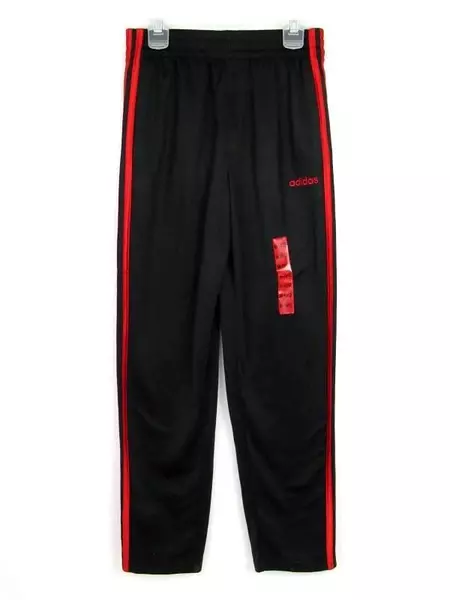 Adidas Black Straight Leg Sweatpants Children's Size M (10/12) Red Stripes