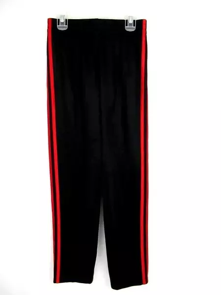 Adidas Black Straight Leg Sweatpants Children's Size M (10/12) Red Stripes