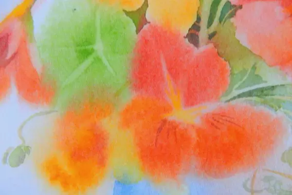 Marge Anderson Watercolor Pansies Matted Unframed
