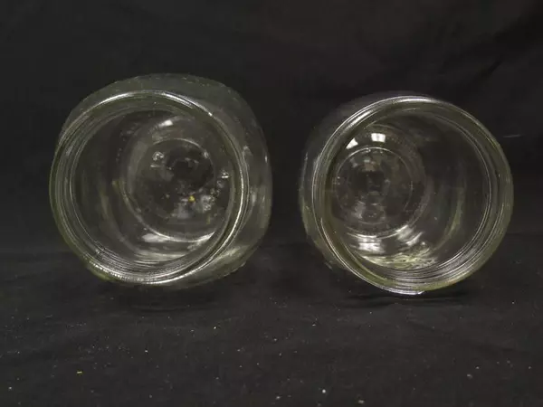 Lot of 2 Vintage Golden Harvest Mason Jars Small Large No Lids Clear