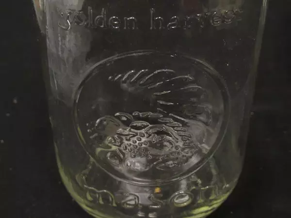 Lot of 2 Vintage Golden Harvest Mason Jars Small Large No Lids Clear