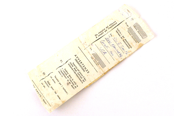 Lot Of Five Vintage Postage Stamps From Italy With A Parcel Receipt Dated 1966
