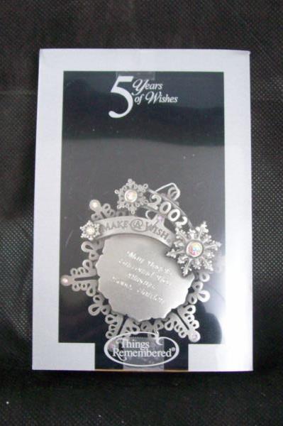 5 Years Of Wishes Snowflake Ornament "May Angels Surround You Always" Pewter