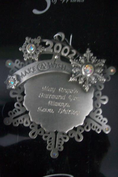 5 Years Of Wishes Snowflake Ornament "May Angels Surround You Always" Pewter