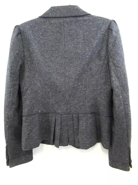 Semantiks Blazer Jacket Dark Gray White Specks Wool Blend Ruffle Women's Size 10