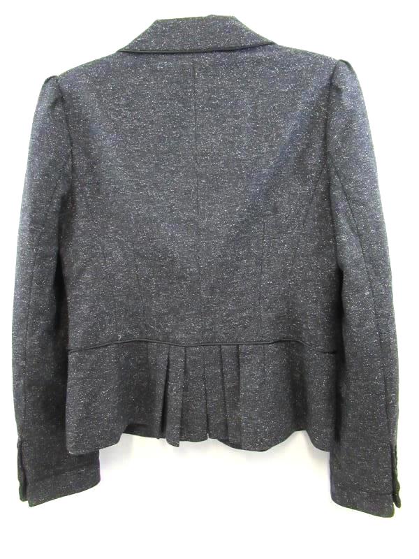Semantiks Blazer Jacket Dark Gray White Specks Wool Blend Ruffle Women's Size 10