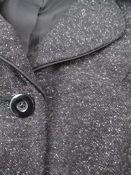 Semantiks Blazer Jacket Dark Gray White Specks Wool Blend Ruffle Women's Size 10