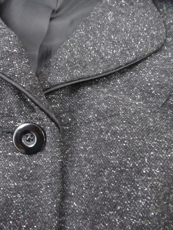 Semantiks Blazer Jacket Dark Gray White Specks Wool Blend Ruffle Women's Size 10