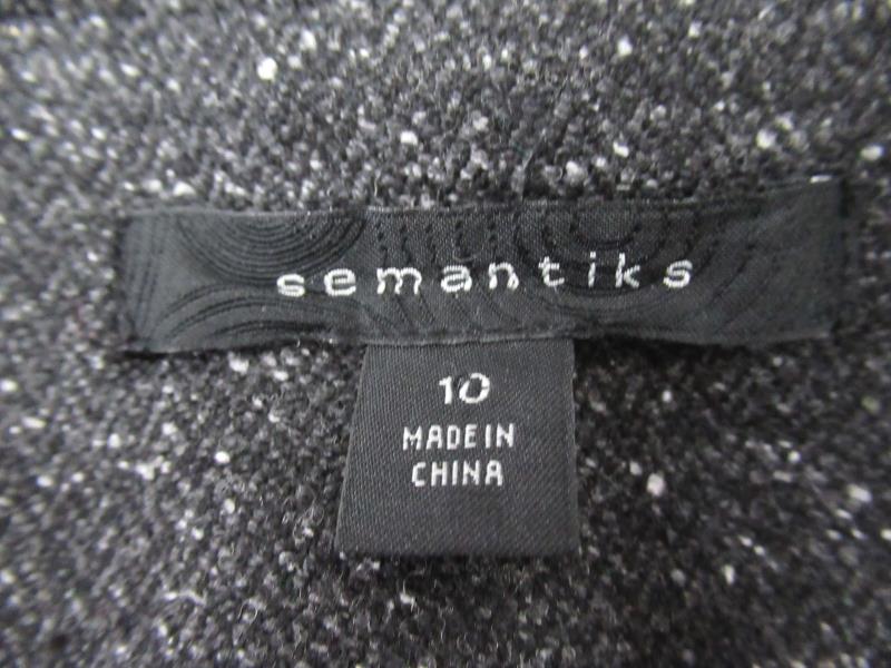 Semantiks Blazer Jacket Dark Gray White Specks Wool Blend Ruffle Women's Size 10