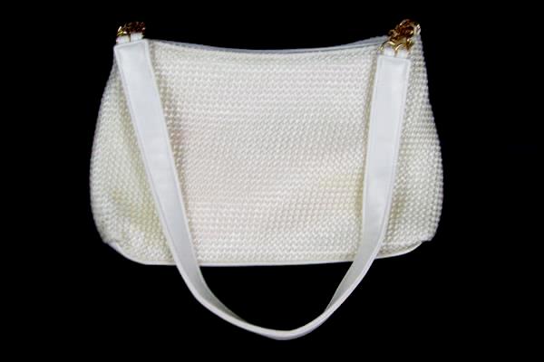 Mondani New York White Handbag W/ 3 Pockets Short Shoulder Strap