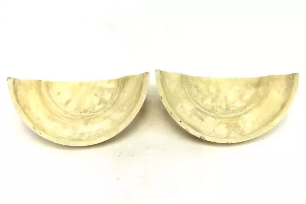Set of 2 Contemporary Flush Marbelized Resin Beige Cream Wall Sconce Shades