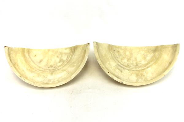 Set of 2 Contemporary Flush Marbelized Resin Beige Cream Wall Sconce Shades