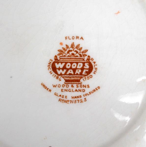 Lot of 4 Woods Ware England FLORA Pattern Small Plates Floral Wood & Son