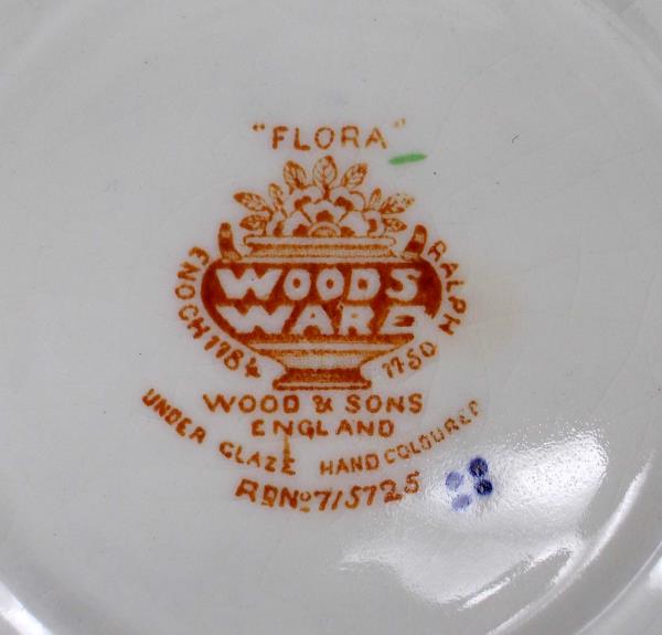 Lot of 5 Woods Ware England FLORA Pattern Soup Platter Floral Wood & Son