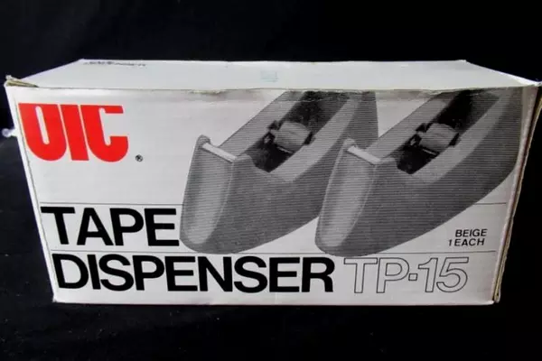 Vintage OIC Officemate TP-15 Desk Tape Dispenser Beige in Original Box