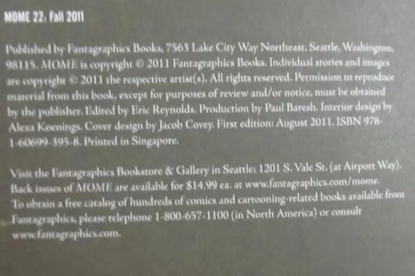 Fantagraphic Books Mome 22 Short Stories Graphic Novel