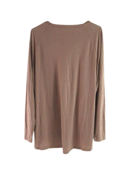 Women's Taupe Long Sleeve Jersey Knit Top With Zipper Neckline Size 6XL