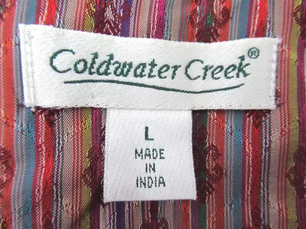 Coldwater Creek Jacket Coat Multicolor Striped Filigree Lined Women's Size Large