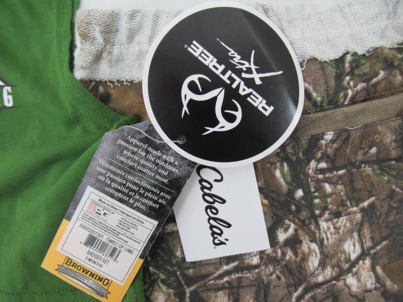 Browning Shorts Tank Top 2-Piece Set Green Brown Infant Boy's 3 & 6 MO