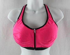 VSX Sport Bra Neon Hot Pink Women's Size 36DDD Zip Front