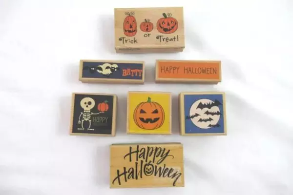 Lot of 7 Wood Mount Rubber Stamps Halloween Hero Arts Studio G Jack O'Lanterns