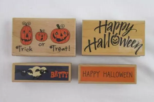 Lot of 7 Wood Mount Rubber Stamps Halloween Hero Arts Studio G Jack O'Lanterns