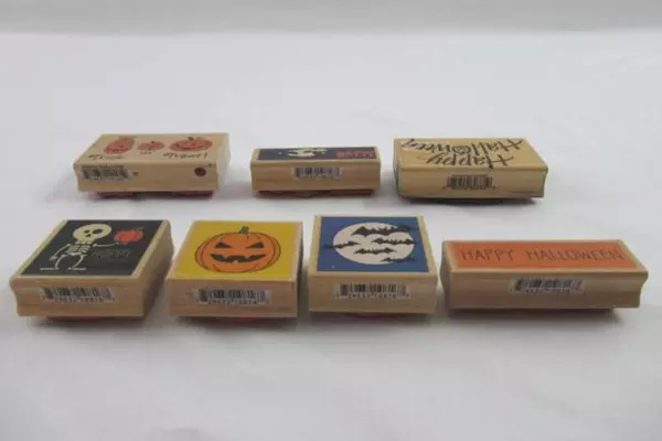 Lot of 7 Wood Mount Rubber Stamps Halloween Hero Arts Studio G Jack O'Lanterns