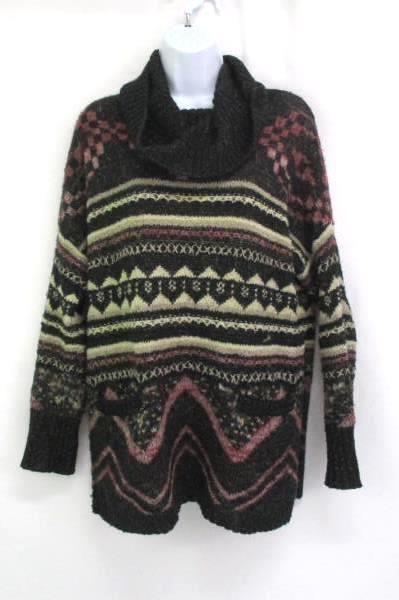 Junior Girls Lucky Brand Sweater Sz M Multi Colored Zig Zag Print