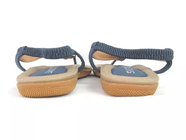 Siketu Women's Sandals Elastic Slingback Blue Tan Size 42 Euro Round Toe Slip On