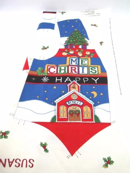 Vintage Fabric Traditions School Christmas Vest Fabric Panel 2350