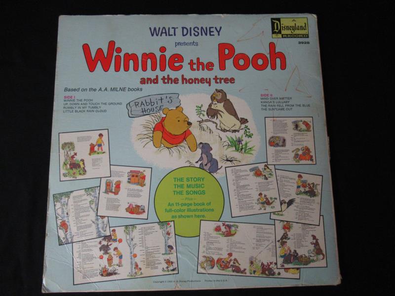 Walt Disney Winnie the Pooh Disneyland Records 3928 1965