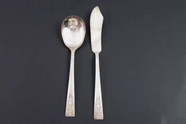 National Silver Co. Silver Plated Butter Knife & Sugar Spoon 1948 Inauguration