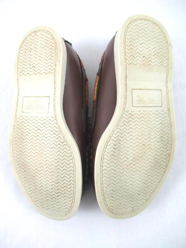 OshKosh Bgosh Deck Shoes Loafers Brown Yellow Laces Top Stitching Boy's Size 11