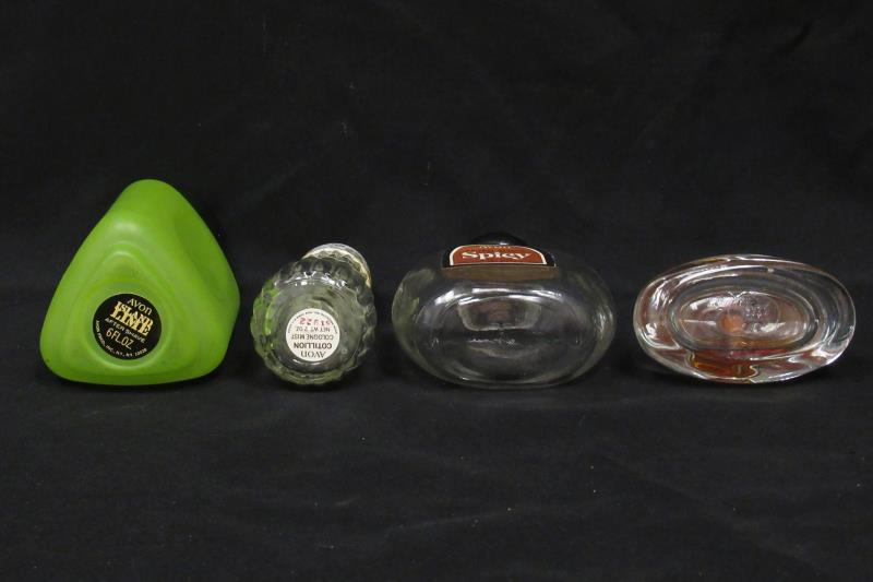 Lot of 4 Vtg Empty Cologne Bottles Avon Island Lime Spicy Cotillion CK Obsession