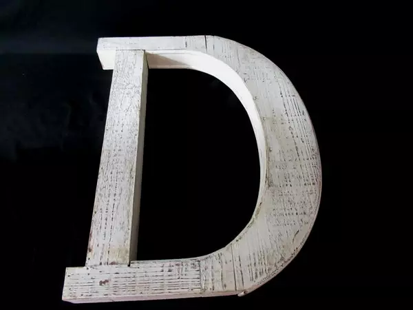 Large Wood 3D Letter "D" Wall Decor Distressed Rustic Farmhouse Rustic 20" White