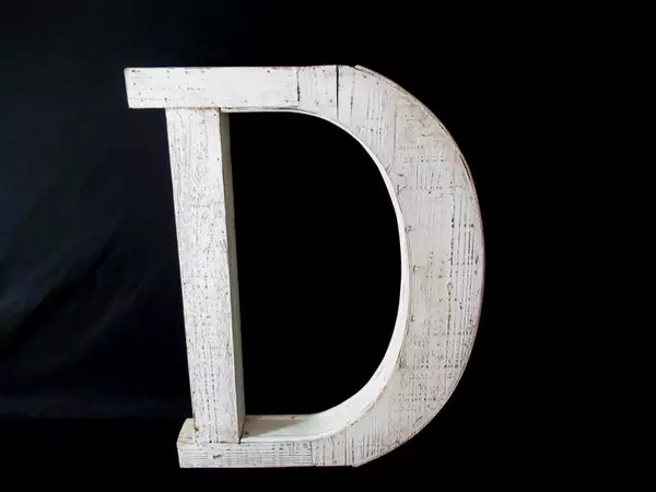 Large Wood 3D Letter "D" Wall Decor Distressed Rustic Farmhouse Rustic 20" White