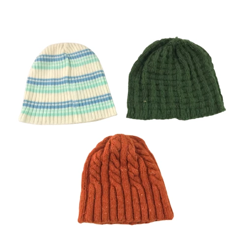 Lot of 6 Girl's Winter Accessories Beanies Hats Caps Gloves Knit Crochet Striped