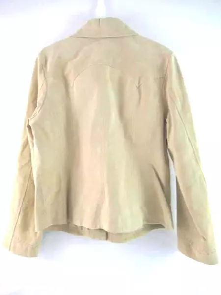 Vintage Live A Little Light Tan Leather Jacket Women's Size L Stitch Accents