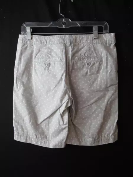 Loft Ann Taylor Bermuda Short Women's Size 2P Petite Grey White Polka Dot