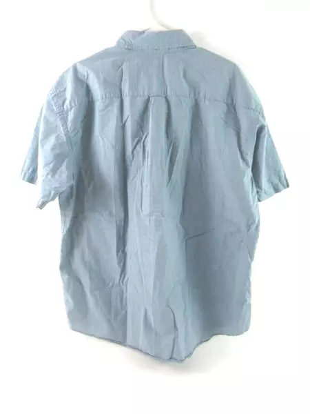 Nautica Short Sleeve Button Down Shirt Men's Size XL Light Blue Plaid Cotton