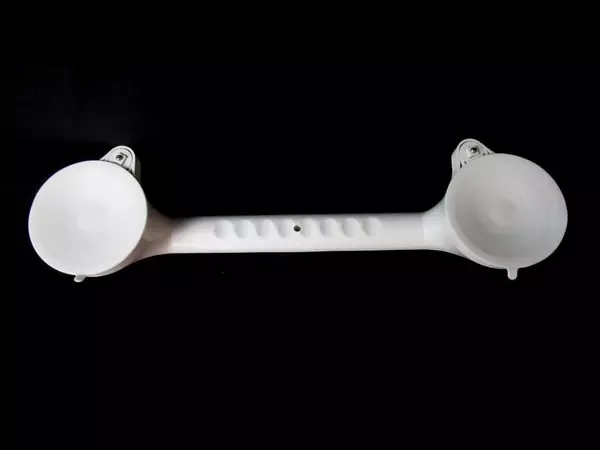 Suction Cup Shower Grab Bars White Plastic Beige Rubber Grip Lock Indicator