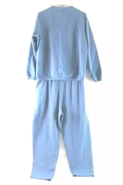 Blair Women's 2 Piece Sweat Outfit Sweater Pants Size Med PT Blue Embroidered