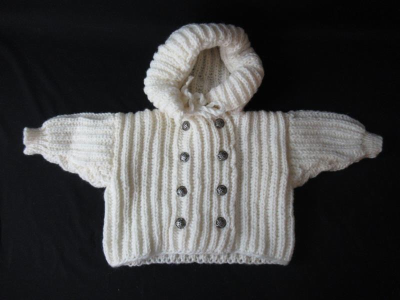 Handmade Crochet Knit Baby Double Breasted Coat Jacket Approx. Size 6 M