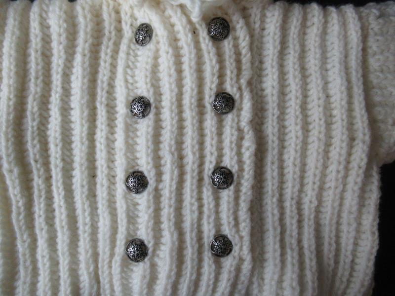 Handmade Crochet Knit Baby Double Breasted Coat Jacket Approx. Size 6 M