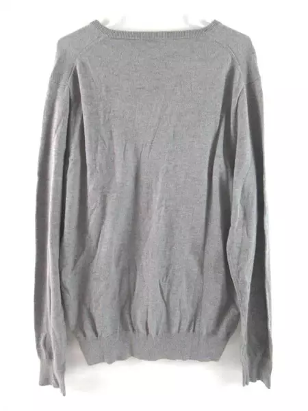 J. Crew Heather Grey Men's V Neck Sweater Knit Merino Wool Blend Size Large
