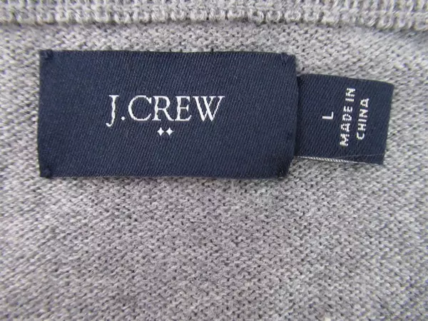 J. Crew Heather Grey Men's V Neck Sweater Knit Merino Wool Blend Size Large