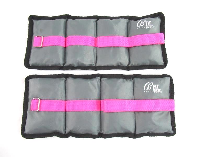 Bally Adjustable Ankle Weights 2.5 lbs Each Gray Black Hot Pink Strap Fit Gear