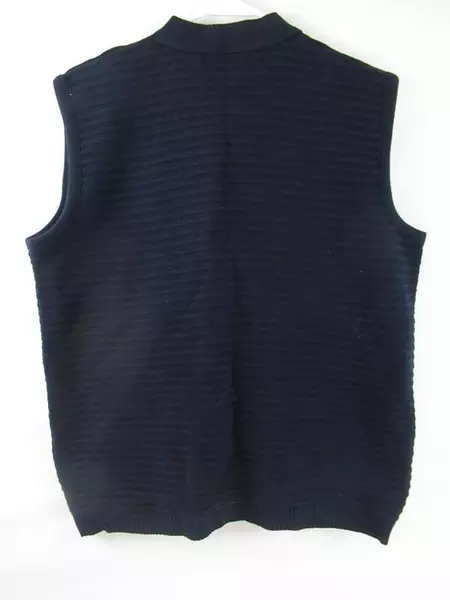 Vintage Excelsior Navy Blue Ribbed Knit Button Up Vest Women's Size Large